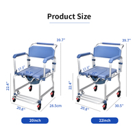 Chaise de toilette compacte 3-en-1 en aluminium KDB Health, anti-basculement, pour patients hospitalisés, idéale pour la douche et comme commode de chevet, disponible en gros.
