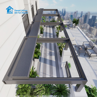Pergola en aluminium Sweet Home avec lames motorisées télécommandées, gazebo imperméable et éclairage LED intégré pour patio