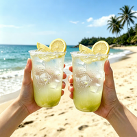 Vasos de Plástico PET Transparentes Desechables con Fondo Redondo en Forma de U, con Logotipo Personalizado al por Mayor, 16 oz, con Tapas y Pajitas para Café, Té de Limón