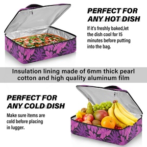 OEM Custom Tropical Flower Design Insulated Food Bag Hawaii Casserole Pans Pizza Carrier Cooler Bag for Women and Men - Product Image 5
