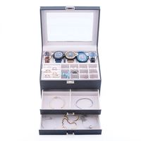 Boîte de rangement pour bijoux en velours et cuir PU avec serrure, pour boucles d'oreilles, bagues et colliers, vente en gros RTS