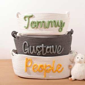 Personalized Handmade Woven Cotton <b>Rope</b> Storage <b>Basket</b>, Nursery Decor, Multifunctional Storage <b>Basket</b> - Product Image 2