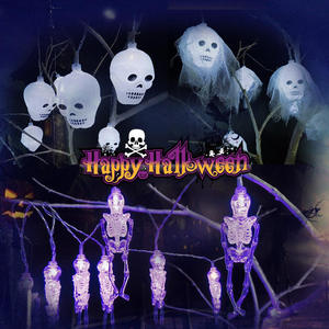 Guirnalda de Luces LED de Esqueleto para Halloween, Decoración para Festival de Fantasmas, Funciona con Pilas, Blanco/Morado, 180 cm, para Ambiente de Terror - Product Image 2