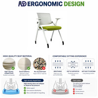 Chaise de conférence et de formation empilable, rembourrée en tissu robuste et durable, au design écologique, pour le personnel scolaire