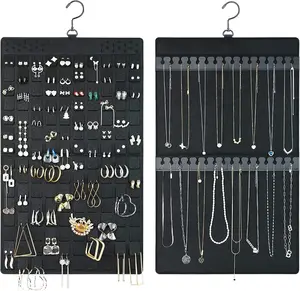 Offre Spéciale suspendu bijoux organisateur sac pour boucles d'oreilles Earnail collier Bracelets affichage stockage Double face feutre rotatif cintre