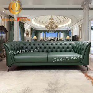 Italian Modern Three-Seat For Home Luxury Leather Sofa Set Living Room Furniture