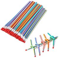 Crayon à rayures multicolores souple et souple avec gomme pour étudiants ou enfants