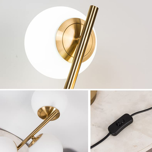 Lámpara de Mesa Postmoderna de 3 Globos con Base Dorada y Bombilla Esmerilada, Luz Decorativa para Entrada, Consola y Escritorio de Oficina - Product Image 3