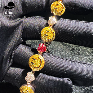 핫세일 맞춤형 스마일 하트 펜던트 목걸이 - IGI 인증 라운드 다이아몬드 컷, 9-18k 골드 힙합 반짝이는 주얼리 - Product Image 2