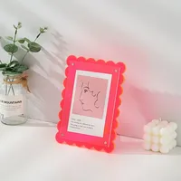 Cadre d'affichage ondulé en résine colorée avec support magnétique transparent pour photos instantanées, style occidental, pour Noël