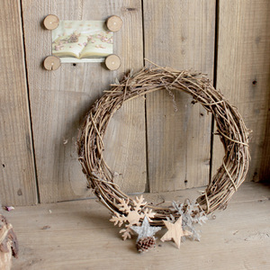 Vòng hoa Giáng sinh bằng mây tự nhiên hình tròn, trang trí cửa sổ cửa hàng, cửa ra vào - Product Image 4