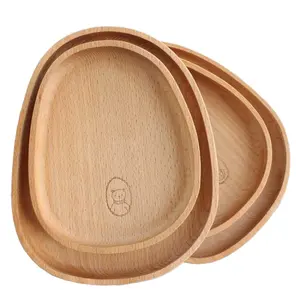 Geschirr teller im japanischen Stil Holz platte Buche Oval Tablett Mini Solid Small Children Ganzholz platte