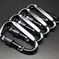 Mousqueton de sécurité en aluminium anodisé 6D pour alpinisme, avec écrou de verrouillage, fil plat épais, entièrement noir, pour utilisation extérieure