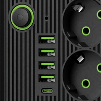 Stop Kontak Ekstensi 3 Jalur EU dengan Logo Kustom Grosir, 4 Port USB, Pengisi Daya Cepat 10A, Kuningan Tembaga, untuk Rumah, Kantor, dan Gaming