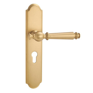 Maniglia per Porta in Ottone Massiccio Spazzolato con Serratura, Set Completo per Porte Interne in Legno, Colore Oro - Product Image 2