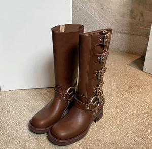 Botas Altas de Mujer Retro de Moda de Alta Calidad 2026 - Botas Versátiles Casuales de Color Puro Estilo Motociclista - Product Image 6