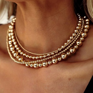 18K Gold Plated Stainless Steel Beaded Necklace Vintage Waterproof Layering Stack <b>Christmas</b> Small <b>Gift</b> Mom <b>Sister</b> - Product Image 1