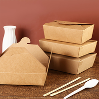 Boîte à lunch en papier kraft recyclable, écologique, jetable, estampillée, gaufrée, avec pelliculage mat, pour restaurant, sushis, frites, sucre