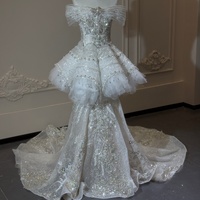 Robe de mariée sirène de luxe Jancember XS308 en tulle, épaules dénudées, avec robe de bal amovible
