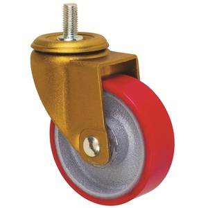 Medio rojo PU roscado madre ruedas con doble rodamiento de bolas - Product Image 1