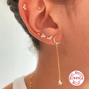 Boucles d'oreilles clous ROXI Fashion Costume plaquées or 18 carats pour femmes, bijouterie, bijoux en or saoudien - Product Image 5