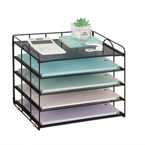 5 Tier Mesh Paper Letter <b>Tray</b> Organizer Desktop Mail Sorter Office Supplies Organizer Desk Organizers and Accessories - Product Image 1