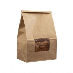 Bolsa de Panadería Marrón Personalizada con Ventana y Logotipo Personalizado al por Mayor, Paquete Promocional - Product Image 1