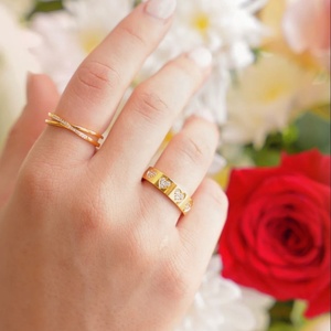 Custom Trendy Women's High Quality New Design 316L Stainless <b>Steel</b> 18k Gold Plated Star Cubic Zirconia <b>Ring</b> for Jewelry Making - Product Image 2