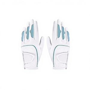 Gants de golf en cuir véritable blancs pour femmes avec accents roses, antidérapants, à enfiler, pour le golf - Product Image 4