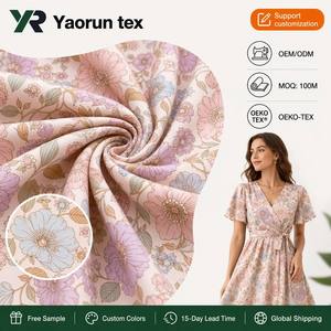 Tissu imprimé numérique floral tissé en mélange 55% lin 45% coton, écologique, respirant, absorbant l'humidité, pour canapé, robe, chemise, filles, garçons - Product Image 1