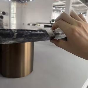 <span class=keywords><strong>Mobili</strong></span> in pietra moderna a basso profilo in marmo naturale superficie tavolino girevole centro di stoccaggio creativo rosa di colore per soggiorno - Product Image 5