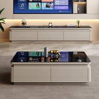 Moderne Luxus Glasplatte Massivholz TV-Ständer und quadratische Couch tisch Set Multifunktion für Home Living Room Furniture Design