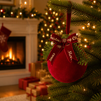 Boules de Noël en velours rouge, décorations suspendues incassables, décorations pour arbre de Noël, cadeau