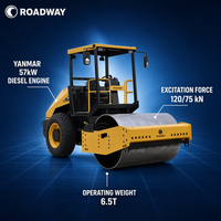Compacteur à tambour vibrant ROADWAY de 6,5 tonnes, moteur diesel, pour la construction routière