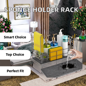 Stainless Steel Sink <b>Caddy</b> Sponge Holder Rust Resistant Folding <b>Kitchen</b> Organizer Single Tier Instant Drying Rack - Product Image 2