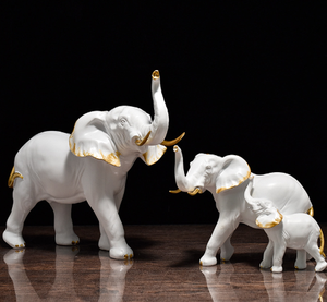 Ấn Độ voi nhựa bức tượng điêu khắc thủ công mỹ nghệ vàng đen bức tượng trang trí sản phẩm loại Hàng thủ công - Product Image 5