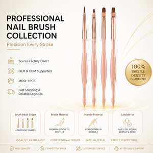 Ensemble de pinceaux à ongles en forme de queue de poisson rose irisé portable pour la peinture au gel, gel UV, manucure en salon - Product Image 1