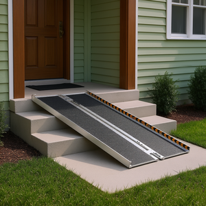 Rampa de aluminio para silla de ruedas de 4 pies, capacidad de 800 libras, antideslizante, plegable, para acceso a escaleras en el hogar - Product Image 2