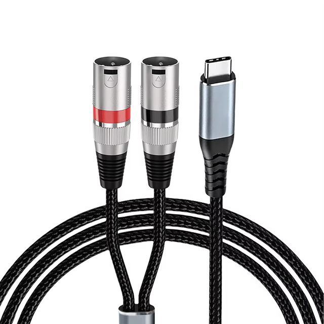 USB C to Dual XLR Male Nylon Braided Audio Cable Multiple Length 1M 2M 3M for Mobile Phone Speaker Amplifier Monitor