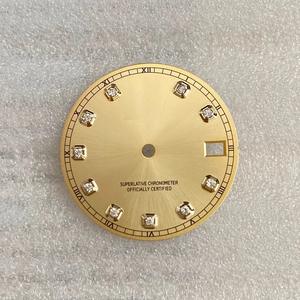 新作28.5mm日本NH35NH36自動移動時計ステンレス鋼ジルコンダイヤル付き労働マークアクセサリー - Product Image 6