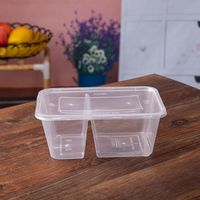Boîte à déjeuner jetable en plastique de qualité alimentaire, récipient à double compartiment avec couvercle à charnière pour le stockage des aliments