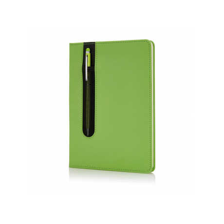 Basic A5 Hardcover PU Notebook with Stylus Pen 100 Sheets Spiral Binding for Daily Planner Diary or Writing Size A7