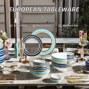 European Style Classic <b>Dinnerware</b> <b>Sets</b> Phnom Penh Circle Textured Bowl Plate Western Dish Christmas ZF Global Export - Product Image 2