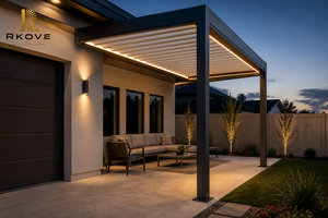 Pérgola de Aluminio RKOVE, Moderna, para Patio Exterior, Rectangular, con Recubrimiento de Polvo Negro, Cubierta para Jardín - Product Image 3