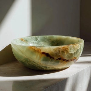 Handcrafted Green Onyx Marble Vessel Sink <strong>Round</strong> Bathroom Vanity Bowl Natural Stone Wash <strong>Basin</strong> - Product Image 2