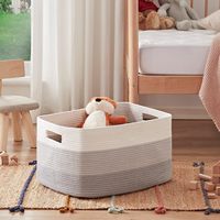 Panier à linge en corde de coton de style européen, grand format, pour le rangement domestique, la chambre à coucher et l'organisation des jouets de bébé