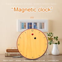 Jam Dinding Kayu Desain Platform dengan Penunjuk Bola Magnetik, Dekorasi Meja Rumah Kreatif, Diameter 9 Inci, 12 Jam