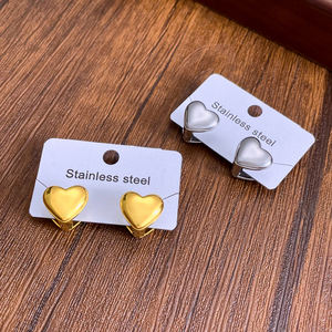 Pendientes de Acero Inoxidable 316L con Baño de Oro de 18k, Forma de Corazón, Estilo Lindo para Mujer, Pendientes de Clip Populares, Resistentes al Deslustre - Product Image 5