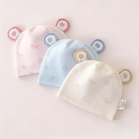 Bonnet bébé nouveau-né en coton de classe A, double couche, broderie cœur, oreilles étoile, doux et respectueux de la peau, pour 0-6 mois