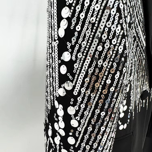 <span class=keywords><strong>Ensemble</strong></span> de costume deux pièces noir de luxe, blazer à paillettes argentées, <span class=keywords><strong>pantalon</strong></span> long, tenue de soirée formelle, costumes formels <span class=keywords><strong>pour</strong></span> femmes - Product Image 5